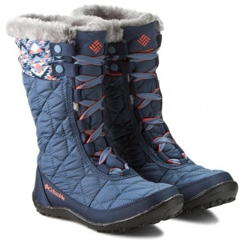 Girl’sColumbia Minx Mid II Omni-Heat Print Snow Waterproof Insulation Boots Sz 1
